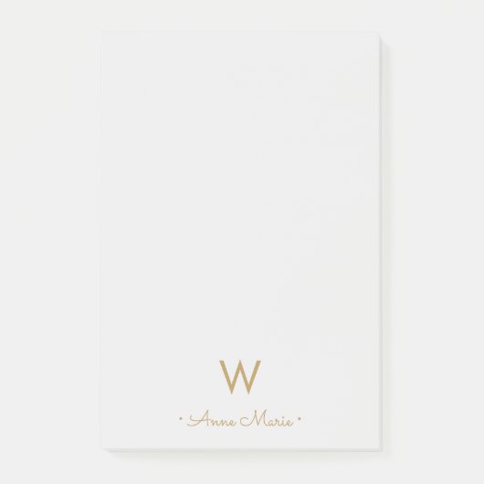 Moderne Lichtgrijze Gouden Script Monogram Post-it® Notes (Voorkant)