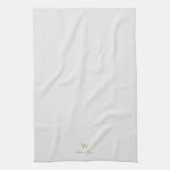 Moderne Lichtgrijze Gouden Script Monogram Theedoek (Verticaal)