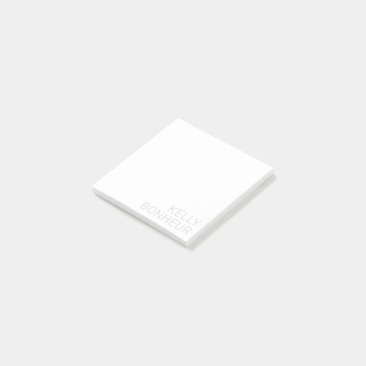 Moderne lichtgrijze naam op wit post-it® notes (Schuin)