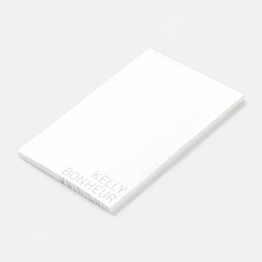 Moderne lichtgrijze naam op wit post-it® notes (Schuin)