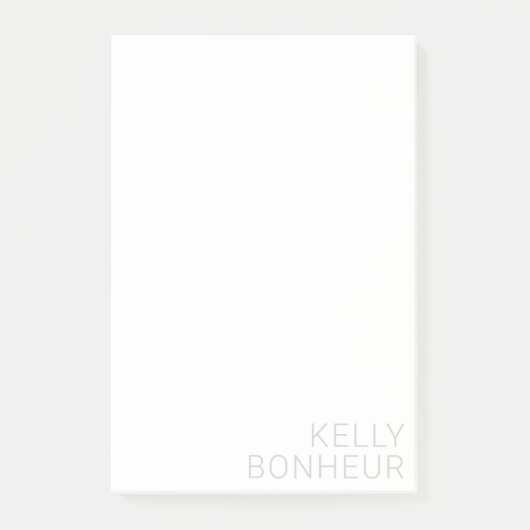 Moderne lichtgrijze naam op wit post-it® notes (Voorkant)