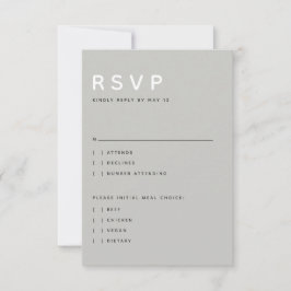 Moderne Lichtgrijze Redactionele Alleen Hoofdlette RSVP Kaartje