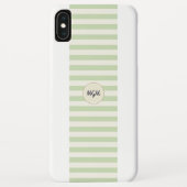 Moderne lichtgroene en crèmegestreepte monogram Case-Mate iPhone case (Achterkant)