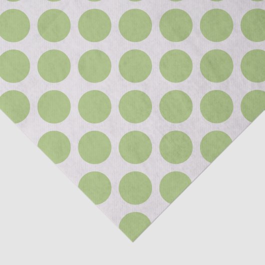 Moderne lichtgroene en witte grote stippen tissuepapier (Detail)