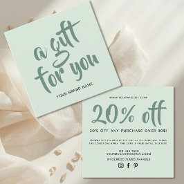 Moderne lichtgroene script coupon kortingskaart