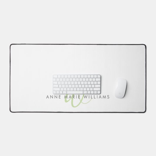 Moderne lichtgroene script monogram bureaumat (Keyboard & Muis)