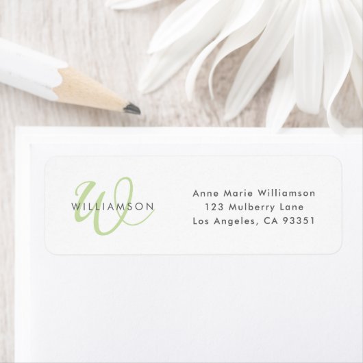 Moderne lichtgroene script monogram etiket (Insitu)
