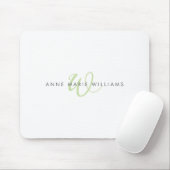 Moderne lichtgroene script monogram muismat (Met muis)
