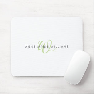 Moderne lichtgroene script monogram muismat