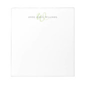 Moderne lichtgroene script monogram notitieblok (Voorkant)