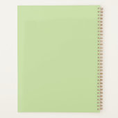 Moderne lichtgroene witte script monogram planner (Achterkant)