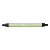 Moderne lichtgroene witte script monogram zwarte inkt pen (Voorkant)