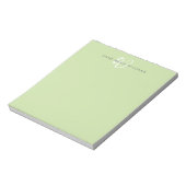 Moderne lichtgroene witte scriptmonogram notitieblok (Linkerzijde)