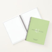 Moderne lichtgroene witte scriptmonogram notitieboek (Binnen)