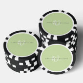 Moderne lichtgroene witte scriptmonogram poker chips (Opstapeling)