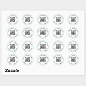 Moderne lichtmunt groene grens QR-code en tekst Ronde Sticker (Vel)