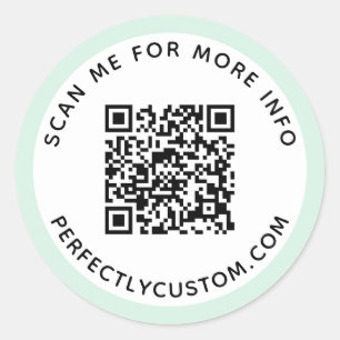 Moderne lichtmunt groene grens QR-code en tekst Ronde Sticker