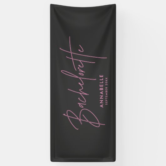 Moderne lichtroze bruine neonbachelorette spandoek (Verticaal)
