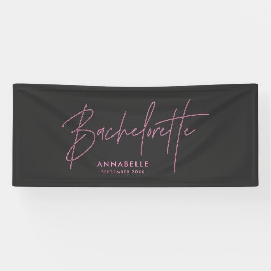 Moderne lichtroze bruine neonbachelorette spandoek (Horizontaal)