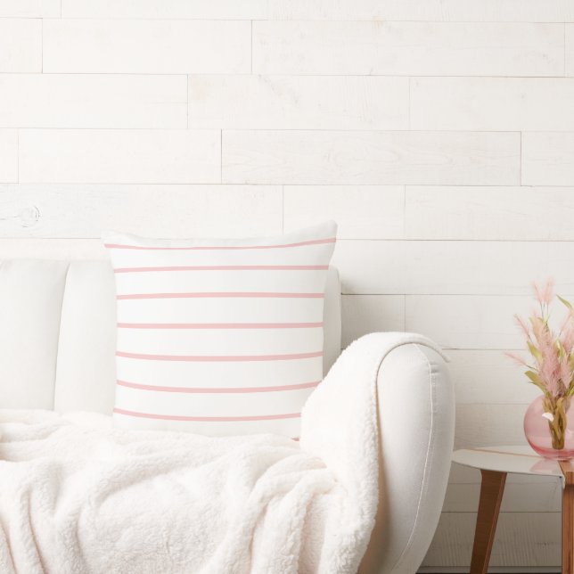 Moderne lichtroze eenvoudige stripe patroon kussen (Bank)