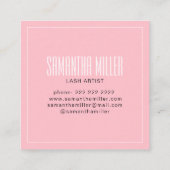 Moderne, lichtroze elegante, dunne typografie vierkante visitekaartje (Achterkant)