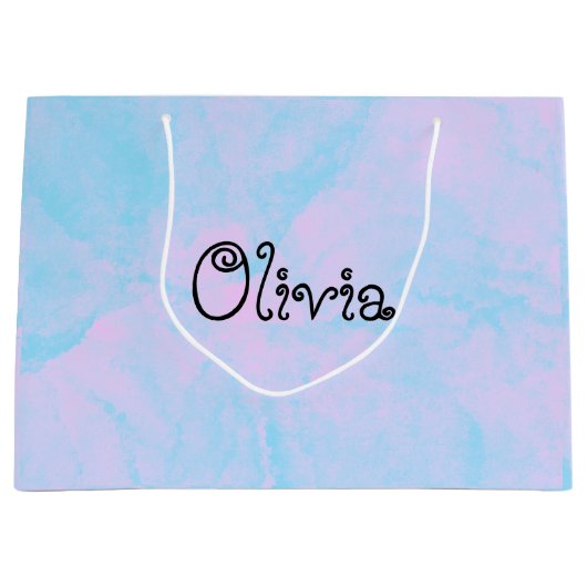 Moderne lichtroze en blauwe tas groot cadeauzakje (Voorkant)