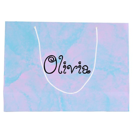 Moderne lichtroze en blauwe tas groot cadeauzakje (Achterkant)