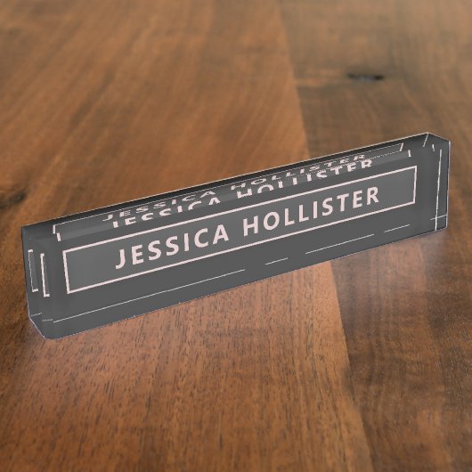 Moderne lichtroze en grijswaarden v2 naambordje (Zijkant)