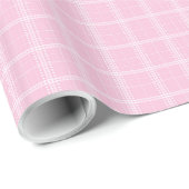 Moderne lichtroze geruite verjaardagscadeauverpakk cadeaupapier (Rol Hoek)