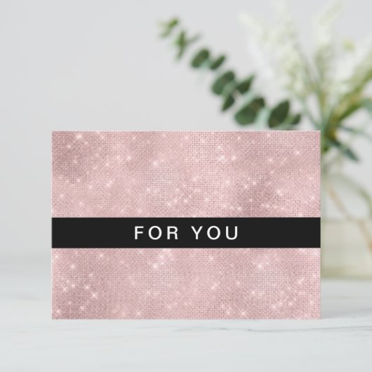 Moderne lichtroze Glitter Cadeaubonnen (Staand voorkant)