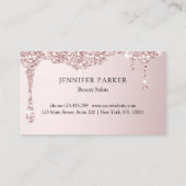 Moderne Lichtroze Glitter Drop Salon & Spa Loyalit Visitekaartje (Achterkant)