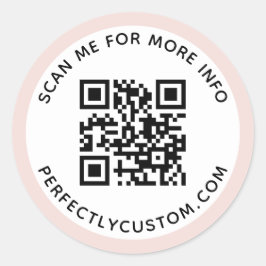Moderne lichtroze grens QR-code en tekst Cl Ronde Sticker