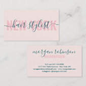 Moderne lichtroze haarstylist script visitekaartje (Voorkant / Achterkant)