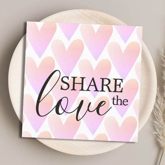 Moderne lichtroze harten aanbevelingskaartje