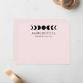 Moderne lichtroze maan fasen elegant notitiekaartje (Voorkant / Achterkant in situ)