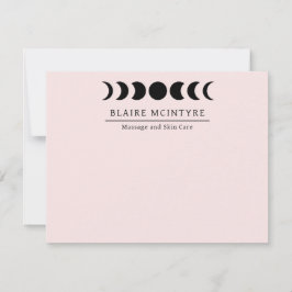 Moderne lichtroze maan fasen elegant notitiekaartje