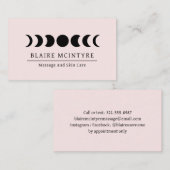 Moderne lichtroze maan fasen elegant visitekaartje (Voorkant / Achterkant)