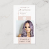 Moderne, lichtroze make-up, foto qr code logo visitekaartje (Voorkant)