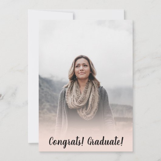 Moderne lichtroze minimalistische foto-afstuderen kaart (Achterkant)