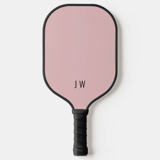 Moderne lichtroze monogram Initialen Pickleball Paddle (Voorkant)