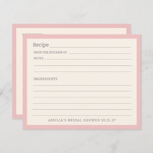 Moderne Lichtroze Rand Gepersonaliseerde Recept Ka (Voorkant / Achterkant)