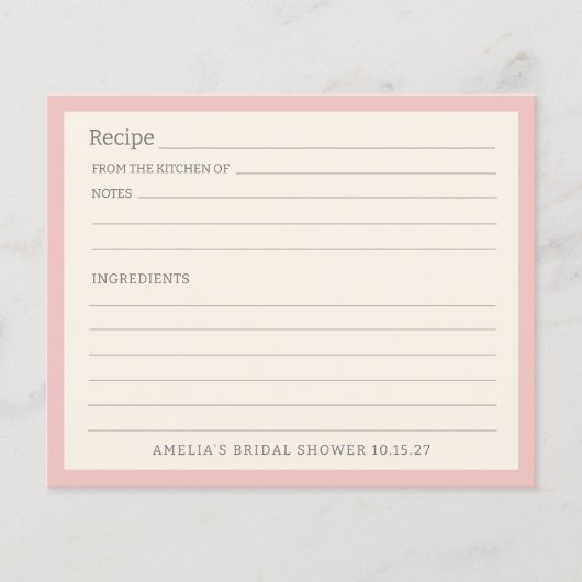 Moderne Lichtroze Rand Gepersonaliseerde Recept Ka (Voorkant)