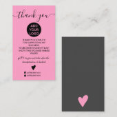 Moderne, lichtroze roze order bedankt visitekaartje (Voorkant / Achterkant)