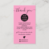 Moderne, lichtroze roze order bedankt visitekaartje (Voorkant)