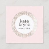 Moderne lichtroze sequin Beauty Salon Vierkante Visitekaartje (Voorkant)