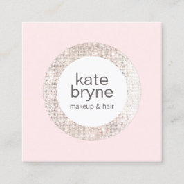 Moderne lichtroze sequin Beauty Salon Vierkante Visitekaartje