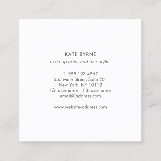 Moderne lichtroze sequin Beauty Salon Vierkante Visitekaartje (Achterkant)