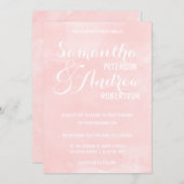 Moderne lichtroze waterverf bruiloft kaart (Voorkant / Achterkant)