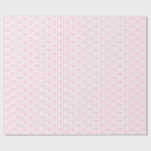 Moderne lichtroze witte aangepaste monogram initia cadeaupapier (Vlak)