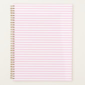 Moderne lichtroze witte strepen patroon girly scha planner (Voorkant)